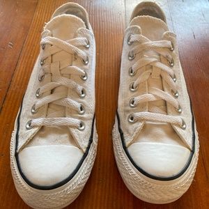 White Converse Low Top with double tongue